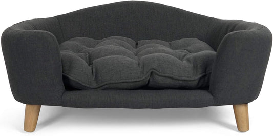 Christopher Knight Home Elroy Orthopedic Dog Bed, Elevated Dog Sofa Bed for Small Dog, Supportive Foam Pet Couch Bed with Wooden Legs, Modern Pet Sofa Bed, Dark Gray