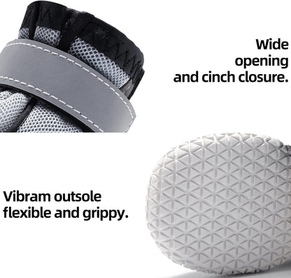 Hcpet Dog Boots for Large Dogs, Dog Shoes for Hot Pavement Winter Snow, Paw Protector Dog Booties Designed for Comfort and Breathability, Outdoor Booties for Small Medium Dogs for Hiking Grey Size 7