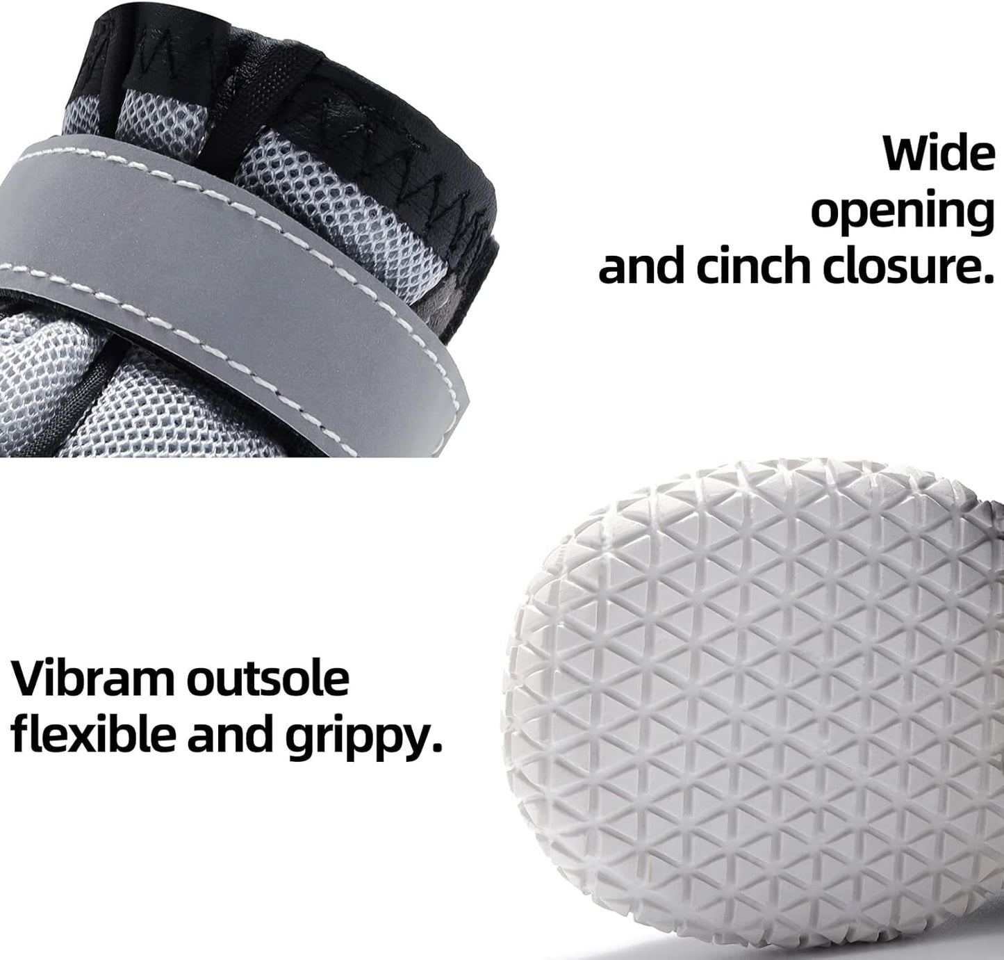 Hcpet Dog Boots for Large Dogs, Dog Shoes for Hot Pavement Winter Snow, Paw Protector Dog Booties Designed for Comfort and Breathability, Outdoor Booties for Small Medium Dogs for Hiking Grey Size 6