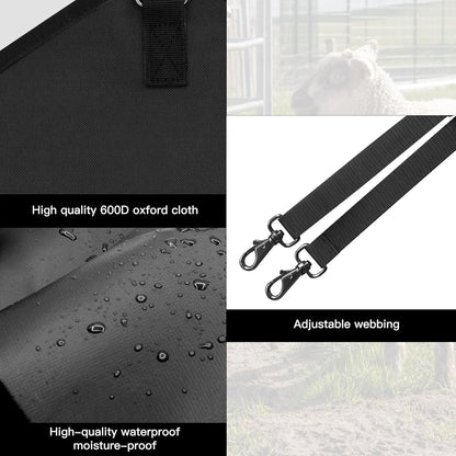 3 Packs Goat Hay Feeder,Hay Bags for Goats,Horses,Sheep,Premium 600D Oxford Cloth,with Metal Fastener and Adjustable Open Feed Hole for Slow Feeding. (3 Black)