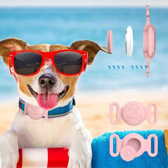 2 Pack Case for Airtag Dog Cat Collar Holder, Soft Silicone Anti-Lost Waterproof Protective Case Compatible with Apple Airtag, for Pet Dog Cat Collars Holder