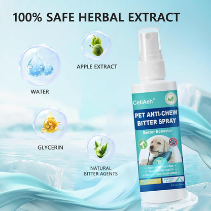 Bitter Apple Spray for Dogs 118 ML - Stop Chewing & Licking, Puppy Training Aid, No Chew Deterrent for Furniture, Shoes, Wounds - Safe Formula for Indoor & Outdoor Use