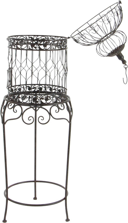 Deco 79 Vintage Metal Free-Standing Birdcage, 14" x 14" x 47", Black
