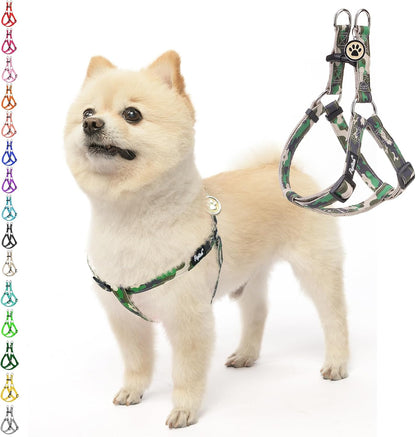 PUPTECK No Pull Dog Harness Soft Adjustable Basic Nylon Step in Puppy Vest Outdoor Walking with ID Tag, Camouflage, S