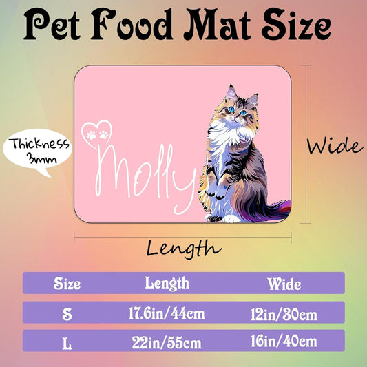 Personalized Dog Cat Feeding Mat Custom Pet Food Mat Waterproof Non-Slip Customized Puppy Name Photo Placemat Dish Rug Floor Protector Gifts for Pets Lover Pattern 6
