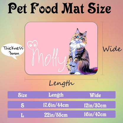 Personalized Dog Cat Feeding Mat Custom Pet Food Mat Waterproof Non-Slip Customized Puppy Name Photo Placemat Dish Rug Floor Protector Gifts for Pets Lover Pattern 1