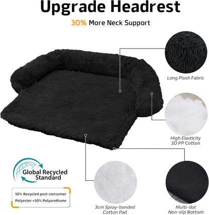 GGIB Calming Dog Bed Fluffy Plush Dog Mat for Furniture Protector with Removable Washable Cover for Large Medium Small Dogs and Cats (Large, Black)