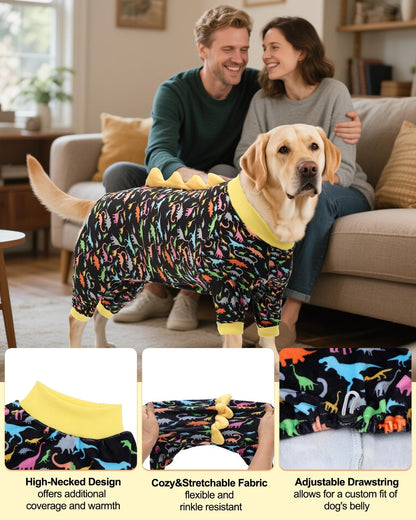 CuteBone Dinosaur Costume Dog Pajamas, Stretchy Spandex Crystal Velvet Sleepwear Coat for Small Dogs, Soft & Warm Pet Outfit Clothes for Cold Weather, Cozy Pullover Design COSP01XXL