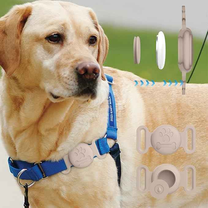 2 Pack Case for Airtag Dog Cat Collar Holder, Soft Silicone Anti-Lost Waterproof Protective Case Compatible with Apple Airtag, for Pet Dog Cat Collars Holder