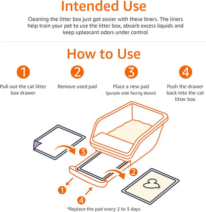 Amazon Basics Cat Litters Pee Pads, 20 Count, Universal Fit for Litter Box, Odor Control with Lemon Scent, Purple and White