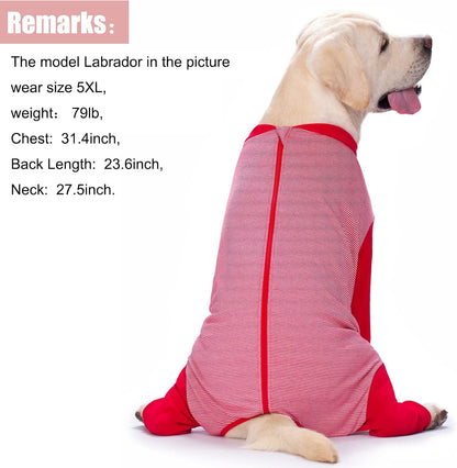 Yeapeeto Dog Onesie Surgery Recovery Suit for Large Medium Bodysuit Dogs Pajamas PJS Full Body for Shedding, Prevent Licking, Wound Protection, Cone Alternative (2XL, Red)