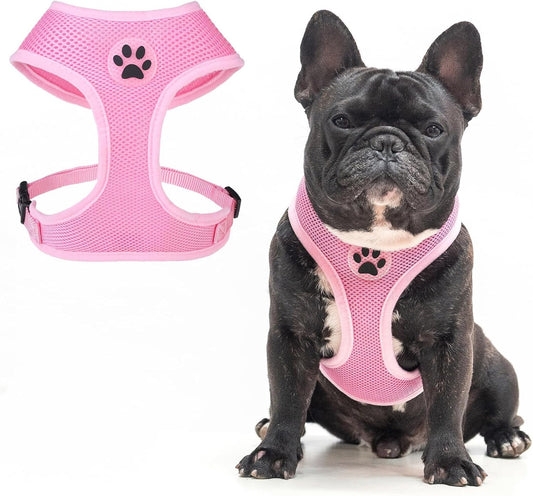 BINGPET No Pull Dog Harness,Soft Mesh Breathable All Weather Vest Harness,Safety Protection Design Durable Adjustable Step-in Easy Walk Dog Harness for Small Medium Large Dogs(LightPink,L)