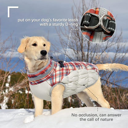 FUAMEY Dog Coat for Medium Dogs,Waterproof Dog Winter Jacket with Harness Built in Puppy Cold Weather Coats Reflective Pet Vest with Zipper Warm Fleece Dogs Snowsuit Windproof Red Plaid M