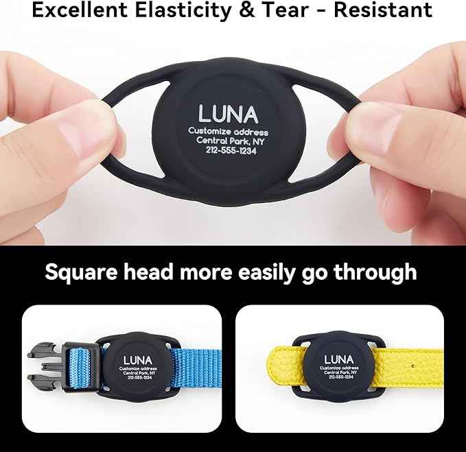 Personalized Dog Collar Holder for AirTag, 2 Pack Upgraded Water Resistant Silicone Case for Pet Collars, Customized with Name and Phone Number Protectors for Dog and Cats Collars