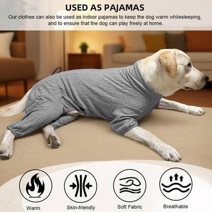 Dog Pyjamas PJS Sweater Clothing and Loungewear Suitable for Medium to Large Breeds of Dogs, Neutering Suits, Extra-Large Stretch Fabric, Four-Legged Dogs Clothes Pyjamas(Sweater Gray, 3XL)