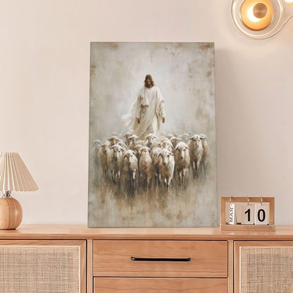 Jesus and Lamb Wall Art Christian Jesus Lamb Canvas Wall Decor Christ Religious Pictures painting Print Framed Artwork Decorations Gifts for Living Room Bedroom Prayer Room Church 16"x24"