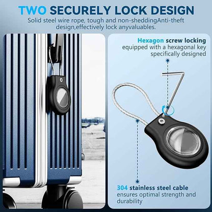 4 Pack Waterproof AirTag Holder for AirTag 1st & 2nd Generation,AirTag Keychain with Secure Lock,AirTags Case Cover for Apple AirTag Accessories for GPS Item Finder Tracker Luggage, Bag,Key,Pet,Black