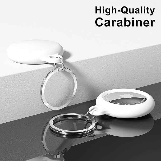 oakxco for Airtag Keychain Silicone, Airtag Holder with Key Ring, Air Tag Cover Cute Accessories for Kids, Luggage, Car Dog Collar, Car, Compatible with Apple Airtag Case Waterproof Tracker, White