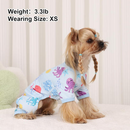 Dog Pajamas Pjs Dog Clothes for Small Dogs Girl - Boy - Medium Size Dogs, Soft Stretchy Puppy Clothes Doggie Onesies Cat Pet Jammies Outfit for Chihuahua Yorkie(Octopus Blue, Small)