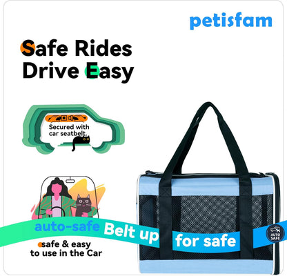 petisfam Soft Pet Carrier for Large and Medium Cats, 2 Kitties, Small Dogs. Easy to Get Cat in, Great for Cats That Don't Like Carriers (Blue) - Pawvie