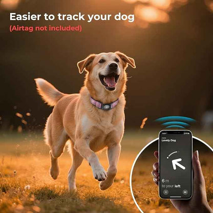 2026 Upgrade Airtag Dog Collar, Reflective Dog Collar with Airtag Holder, IP68 Waterproof| Metal Buckle| Ultra-Durable| Comfortable Padded, GPS Dog Collars for Medium Large Dogs (Pink,L)