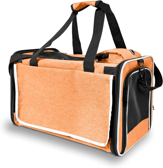 Dog Carry Bag for Puppy Pet Soft-Shell Portable Kennel Crate for 0-15 lbs Foldable Pomeranian Travel Cage Tea Cup Yorkie Carrier Purse Indoor Carrying Case Cat Supply Melon Tiny Dog Melon - Pawvie