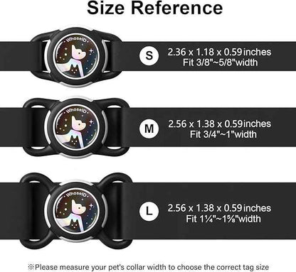 Waterproof Airtag Dog Collar Holder, Silicone & ABS Airtag Holder for Dog & Cat Collars, Ultra-Durable, Lightweight and Protective Airtag Case (Black-1, Regular)