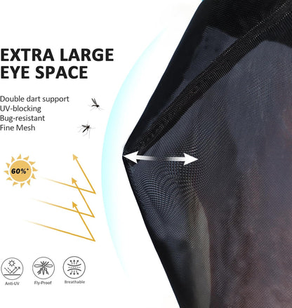 Harrison Howard Pro Luminous Horse Half Face Fly Mask Large Eye Space with Ears UV Protection for Horse Coral Orange M