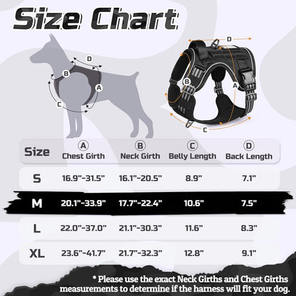 rabbitgoo Dog Harness No Pull, Military Dog Harness Medium Sized Dog with Handle & Molle, Easy Control Service Dog Vest Harness Training Walking, Adjustable Reflective Tactical Pet Harness, Black, M