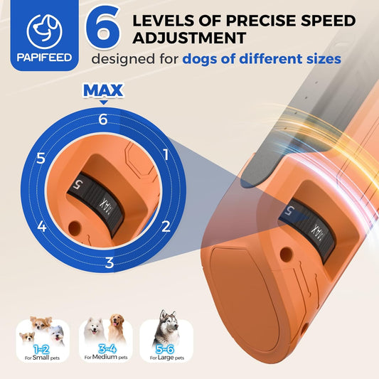 PAPIFEED High Torque Dog Nail Grinder Quiet - 6-Speed Adjustable Pet Nail Trimmer with 2 LED Lights & Dust-Proof Cover, Powerful Motor for Large/Medium/Small Dogs & Cats, Rechargeable - Orange