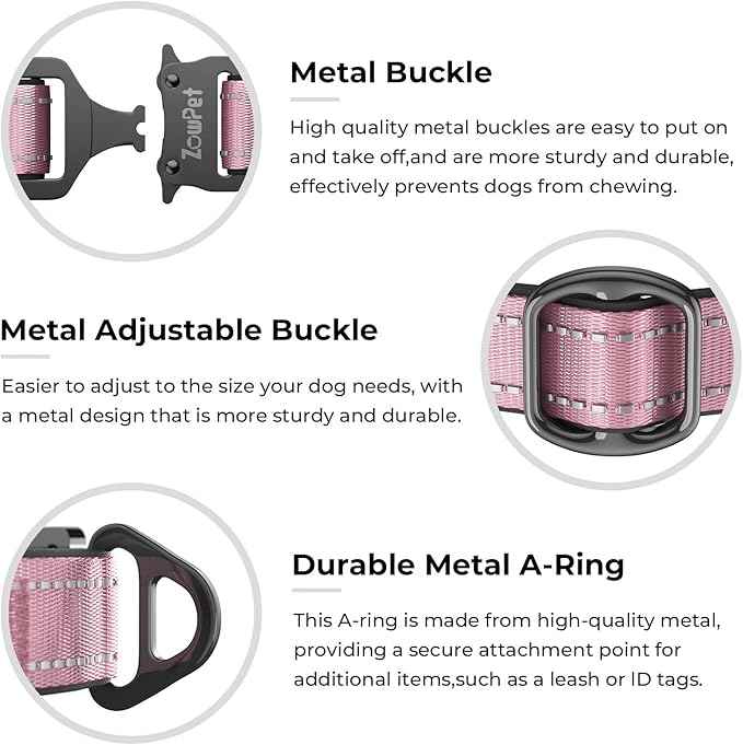 2026 Upgrade Airtag Dog Collar, Reflective Dog Collar with Airtag Holder, IP68 Waterproof| Metal Buckle| Ultra-Durable| Comfortable Padded, GPS Dog Collars for Medium Large Dogs (Pink,L)