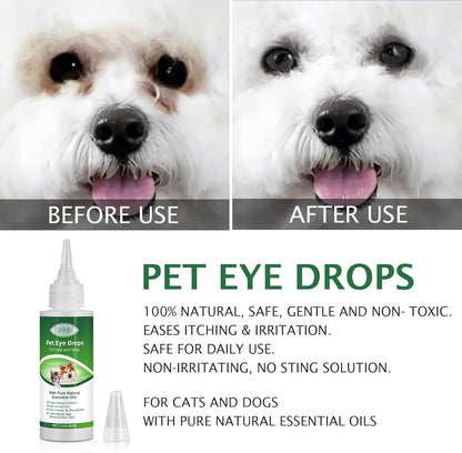 Dog Eye Drops, Eye Drops for Dogs and Cats, Dog Eye Infection Treatment to Soothe Infection Allergy, Relieve Dry Eyes Pink Eyes, Pet Tear Stain Cleaner, Dog and Cat Eye Wash, 2.02 fl.oz