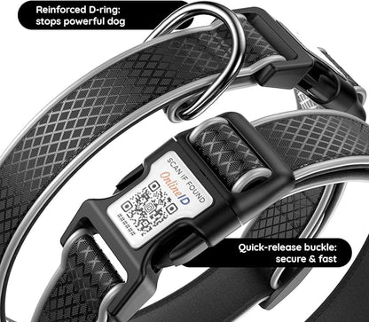 Airtag Dog Collar, IPX8 Waterproof Air Tag Dog Collar Holder | Reflective Ultra-Durable | Soft Padded | Safety Locking Buckle | Fit Small Dogs (Black S(9.8"-15.7"))