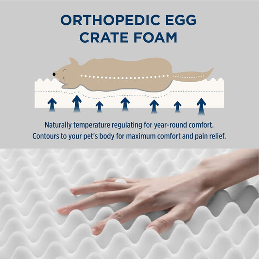 Bedsure Large Dog Bed for Crate - Orthopedic Flat Pet Beds with Removable Washable Cover, Egg Crate Foam Crate Mat, Suitable for Pet Up to 50 lbs
