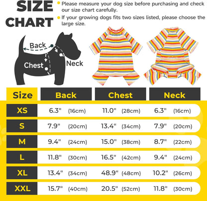 BAEJMJK Striped Dog Pajamas Stretchy Cute Four-Legged Boy Girl Dog Clothes with Sleeves Comfortable Dogs Jumpsuit Colorful Pet Puppy Outfits Apparel for Small Medium Dogs Cats(Yellow,Yellow,X-Large)