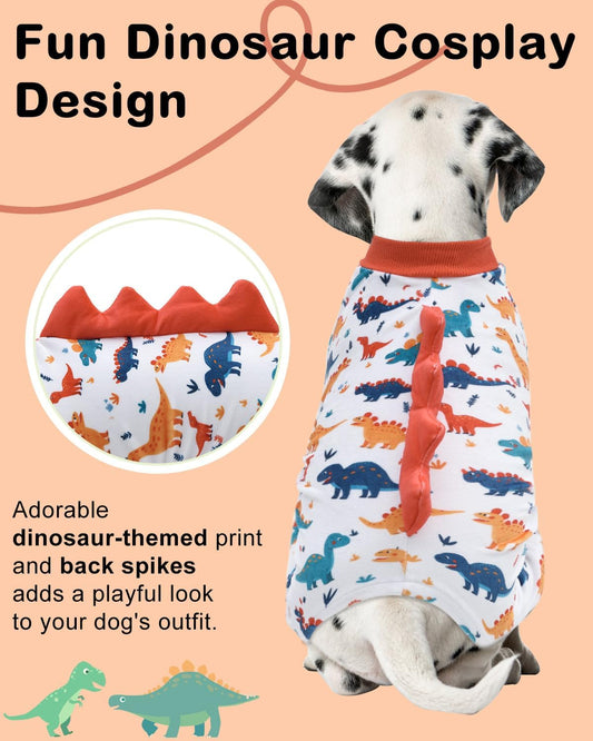 CuteBone Dinosaur Costume Dog Pajamas, Stretchy Spandex Crystal Velvet Sleepwear Coat for Small Dogs, Soft & Warm Pet Outfit Clothes for Cold Weather, Cozy Pullover Design COSP02XS