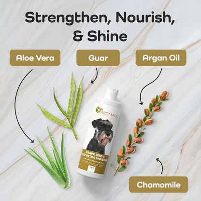 Grape Seed & Aloe Ultra Moisture for Coarse Coats Dog Shampoo - Deodorizing. Great for Schnauzer & Sensitive Skin - Hypoallergenic Dog Shampoo Gentle Bristle Care.