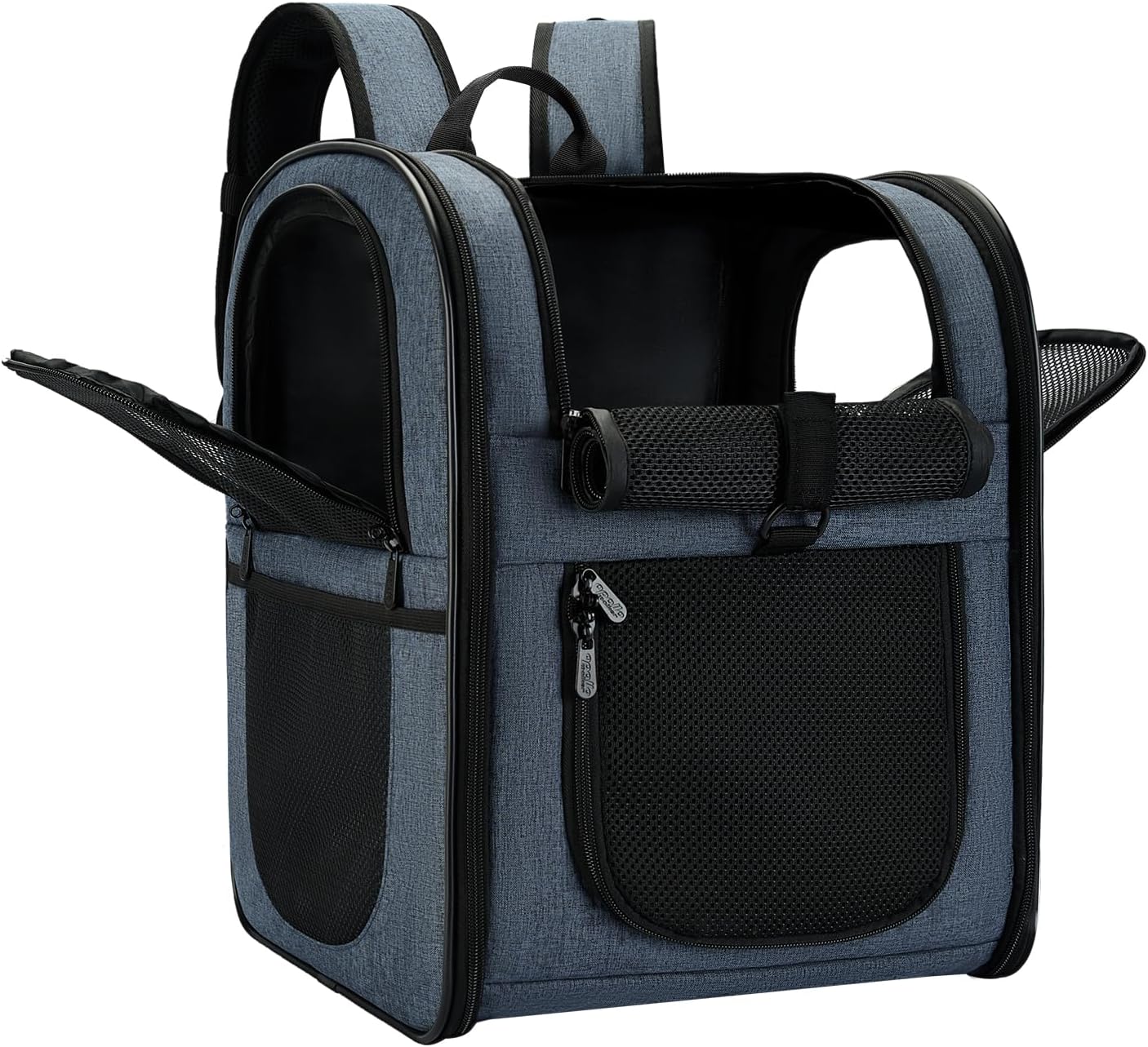 Apollo Walker Dog & Cat Carrier Backpack for 4-15lb Pets - Ventilated Safe Design with Padded Back Support, Breathable Mesh Pet Backpack for Hiking, Travel, Outdoor (Navy)