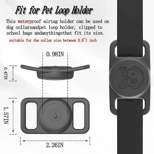 2 Pack Waterproof AirTag Dog Collar Holder Compatible with Apple AirTag, Silicone Hidden Loop Holder for Airtag Tracker, Anti-Lost Dog Collar Air Tag Accessories(Gray,Pink)