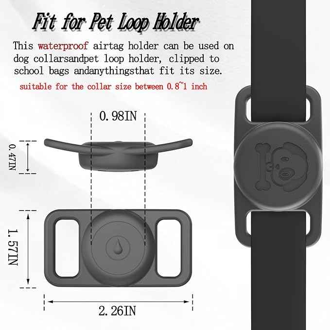 2 Pack Waterproof AirTag Dog Collar Holder Compatible with Apple AirTag, Silicone Hidden Loop Holder for Airtag Tracker, Anti-Lost Dog Collar Air Tag Accessories(Gray,Pink)