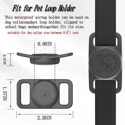 2 Pack Waterproof AirTag Dog Collar Holder Compatible with Apple AirTag, Silicone Hidden Loop Holder for Airtag Tracker, Anti-Lost Dog Collar Air Tag Accessories(Gray,Pink)