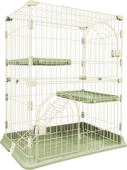 Cat Cage 2-Tier Indoor Cat Enclosure with Widen Bottom Buckle & Reinforced Locking Clamps DlY Cat Playpen for 1-2 Cats & Small Pets,31" Lx 20" W X 36" H (Green, Two-Tier36)