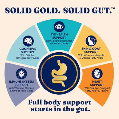 Solid Gold Bone Broth Cat Food Topper - Limited Ingredient Lickable Cat Broth Pouches w/Chicken Protein Shreds & Collagen for Hydration & Gut Support - Easy to Serve Gravy for Cats Meal Topper - 12ct