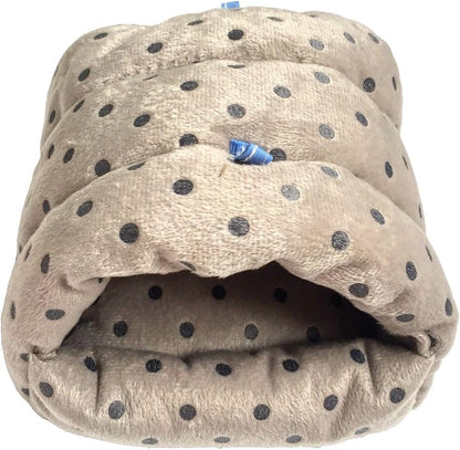 WOWOWMEOW Guinea Pig Cave Bed Small Animals Warm Cage Hanging Bed for Rat, Chinchilla, Hedgehog, Rabbit (M, Dot-Grey)