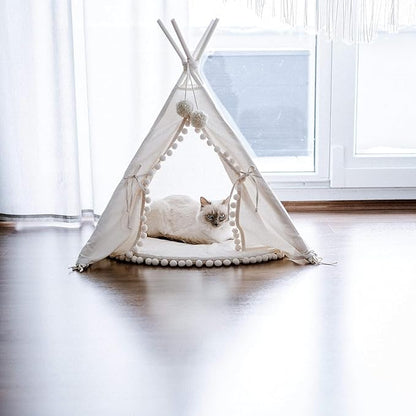 MINICAMP Pet Teepee Bed for Cats – Cozy Cat Beds for Indoor Cats – Luxury Pet House & Hideaway Bed for Cats & Small Animals - Made in EU (Small)