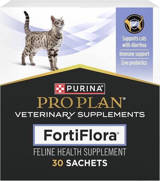 Purina Pro Plan Veterinary Supplements FortiFlora Cat Probiotic Supplement for Cats with Diarrhea 30 ct. Box (Pack of 3)