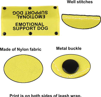 Therapy Service Dog Leash Sleeve Emotional Support Dog Leash Wrap Alert Hanging ID Patch Tag Pet Birthday Gift (Emotional Dog-YE Sleeve)