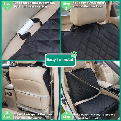 Waterproof Front Seat Cover Dog Car Seat Covers Nonslip and Full Protection with Side Flaps Fits Most Cars, Trucks, SUVs(Black, 1Pack) - Pawvie