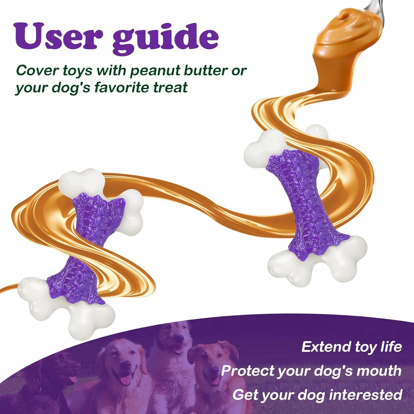 Tough Dog Toys (2 Pack), Dog Toys for Aggressive Chewers Breed, Aggressive Chew Toys for Large Dogs, Bone Chew Toy for Large Extreme Toys Indestructible