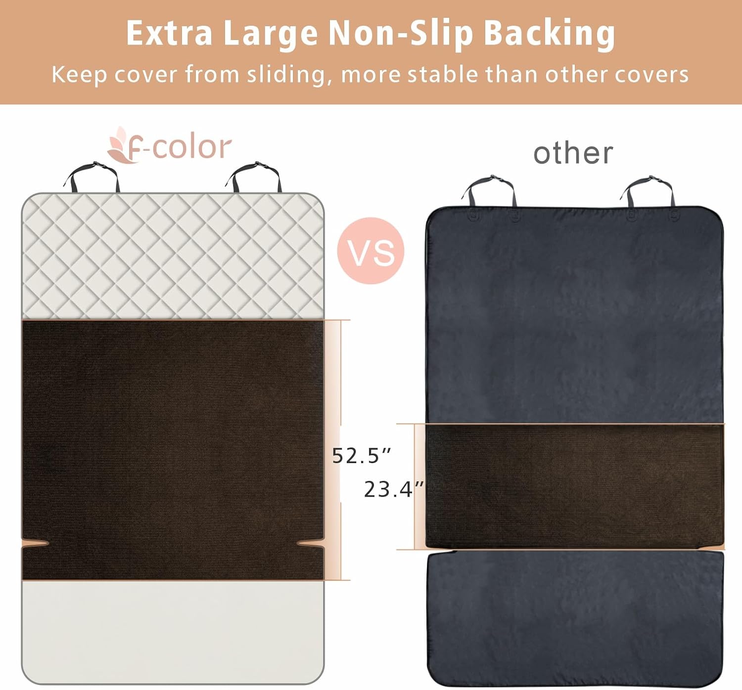 F-color SUV Cargo Liner for Dogs, Water Resistant Pet Cargo Cover Dog Seat Cover Mat for SUVs Sedans Vans with Bumper Flap Protector, Non-Slip, Large Size Universal Fit, Beige - Pawvie